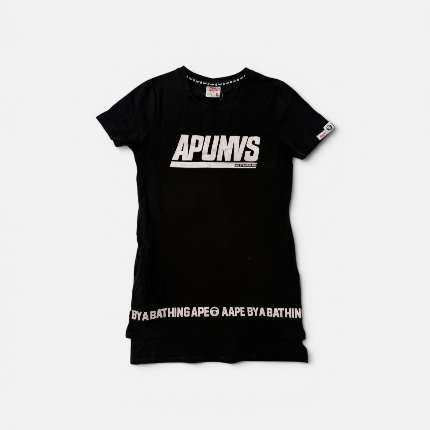 AAPE BY A BATHING APE BLACK T-SHIRT DRESS M